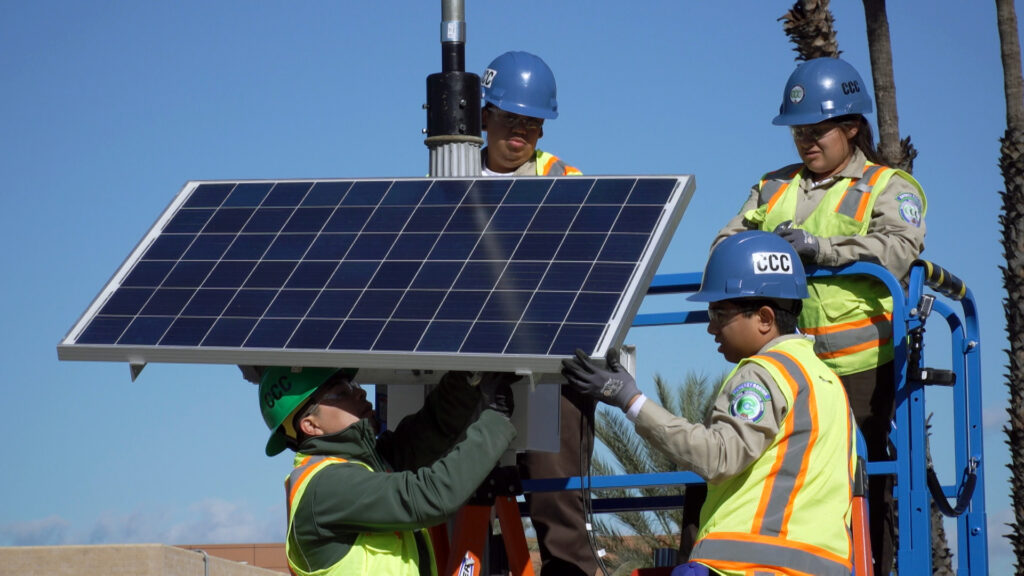 Video Norwalk Solar Street-Lights Panel Install Team Work
